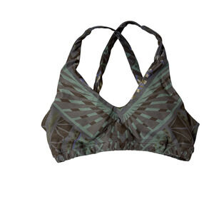 Yoga Democracy Sports Bra Womens Small Green Black Yoga Pilates Gym Strappy NWT